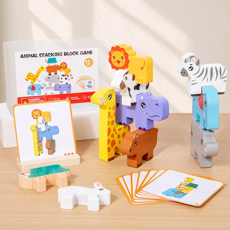 Wooden Animal Balance Stacking Game