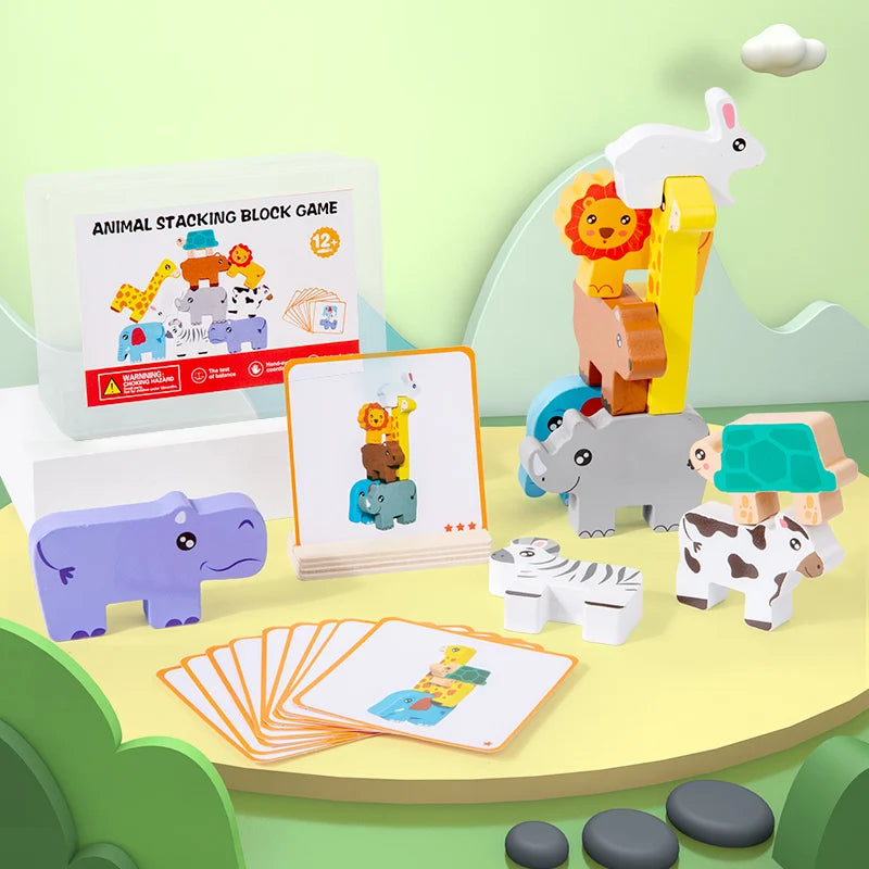 Wooden Animal Balance Stacking Game