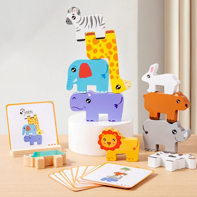 Wooden Animal Balance Stacking Game