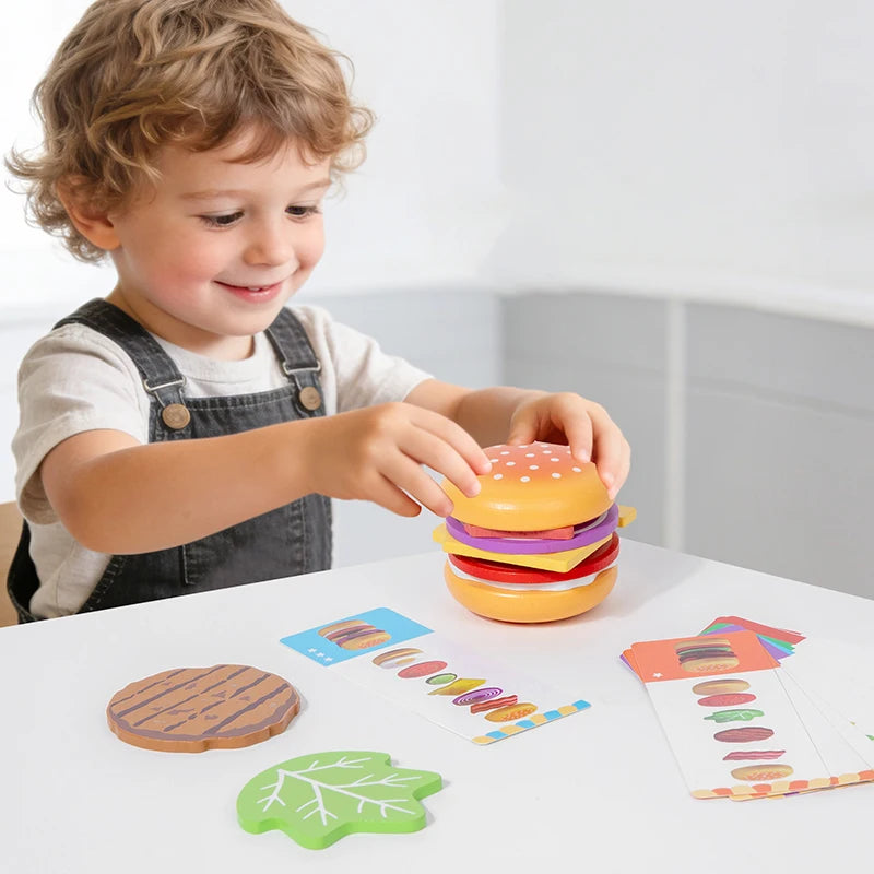 Montessori Wooden Hamburger Stacking Toy