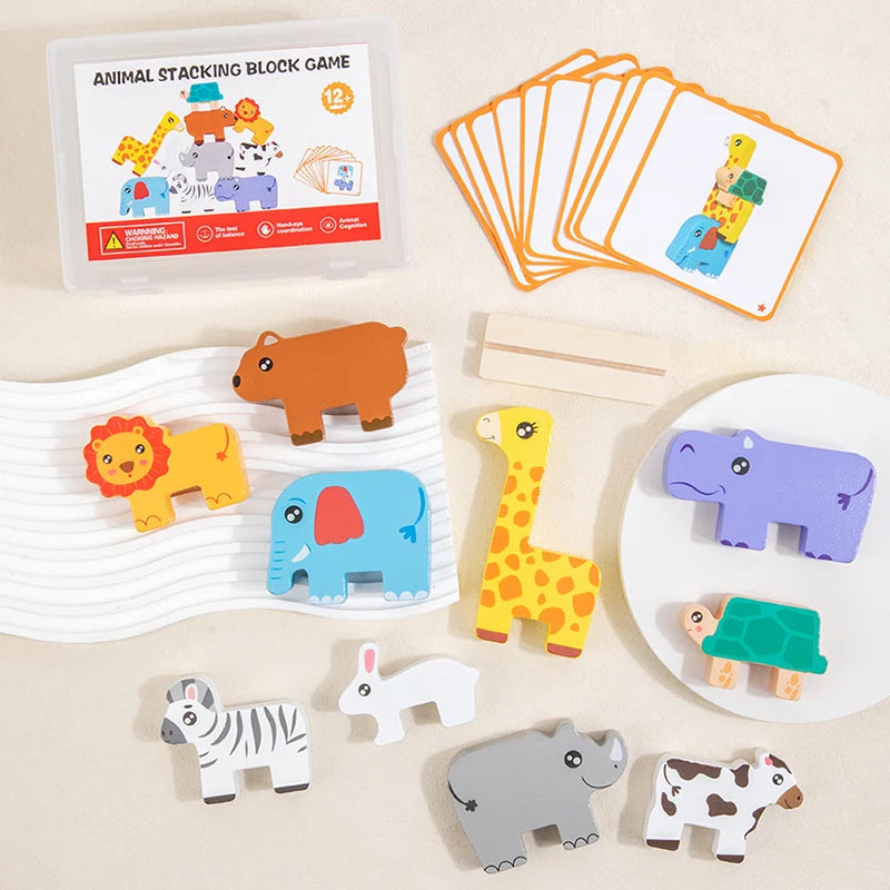 Wooden Animal Balance Stacking Game