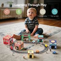 Wooden Vehicle Building Blocks Track Set