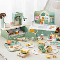 Wooden imitation house tea set