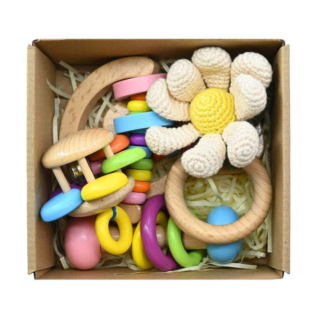 Handmade Crochet Wooden Animal Rattle